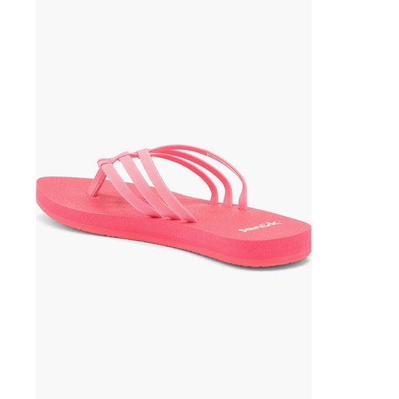 Sanuk Yoga Sandy II flip flops Pink orange coral Women's Sandals shoe size 7 - Picture 2 of 5